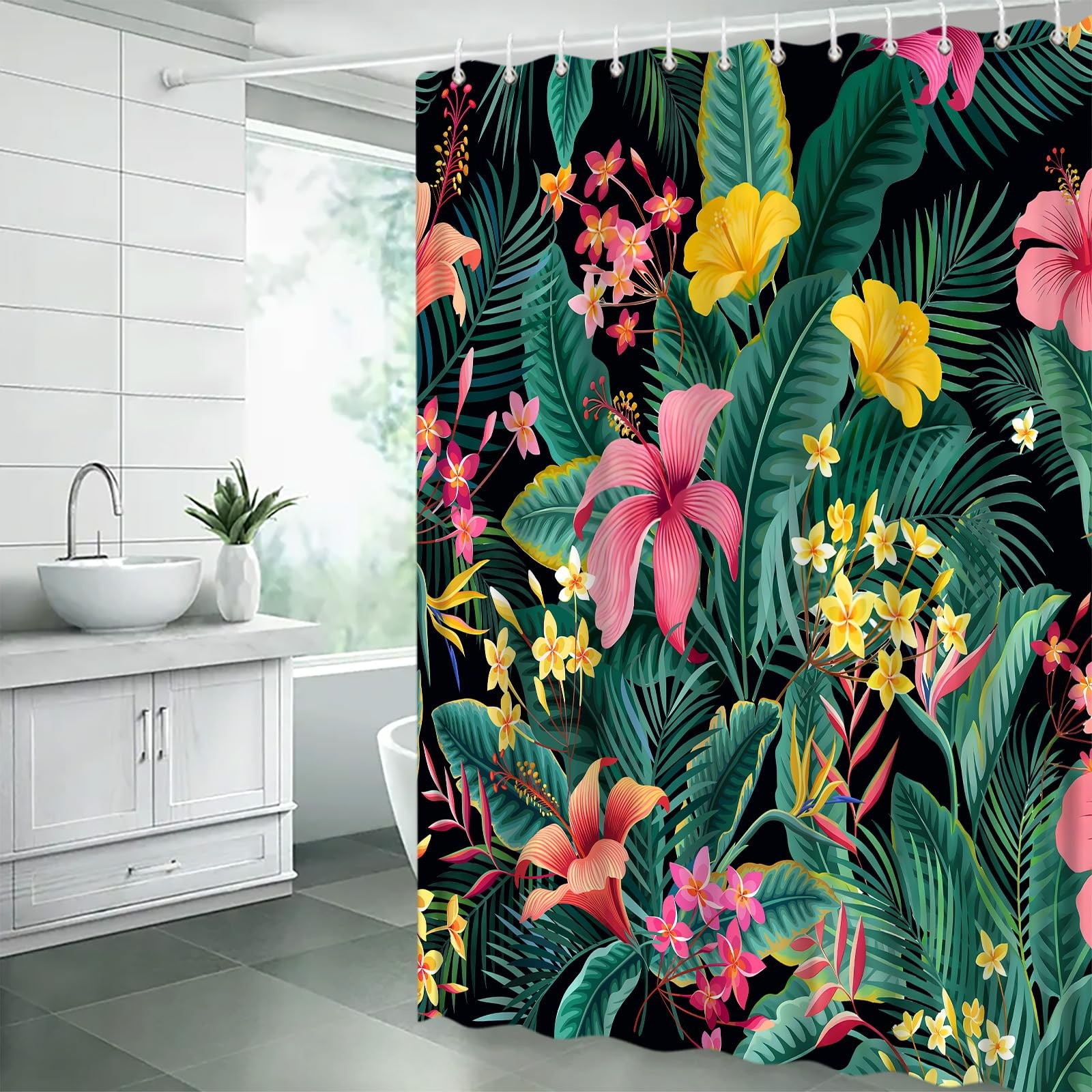 Custom Printed Bath Curtain — custom printed polyester bath curtain detail view