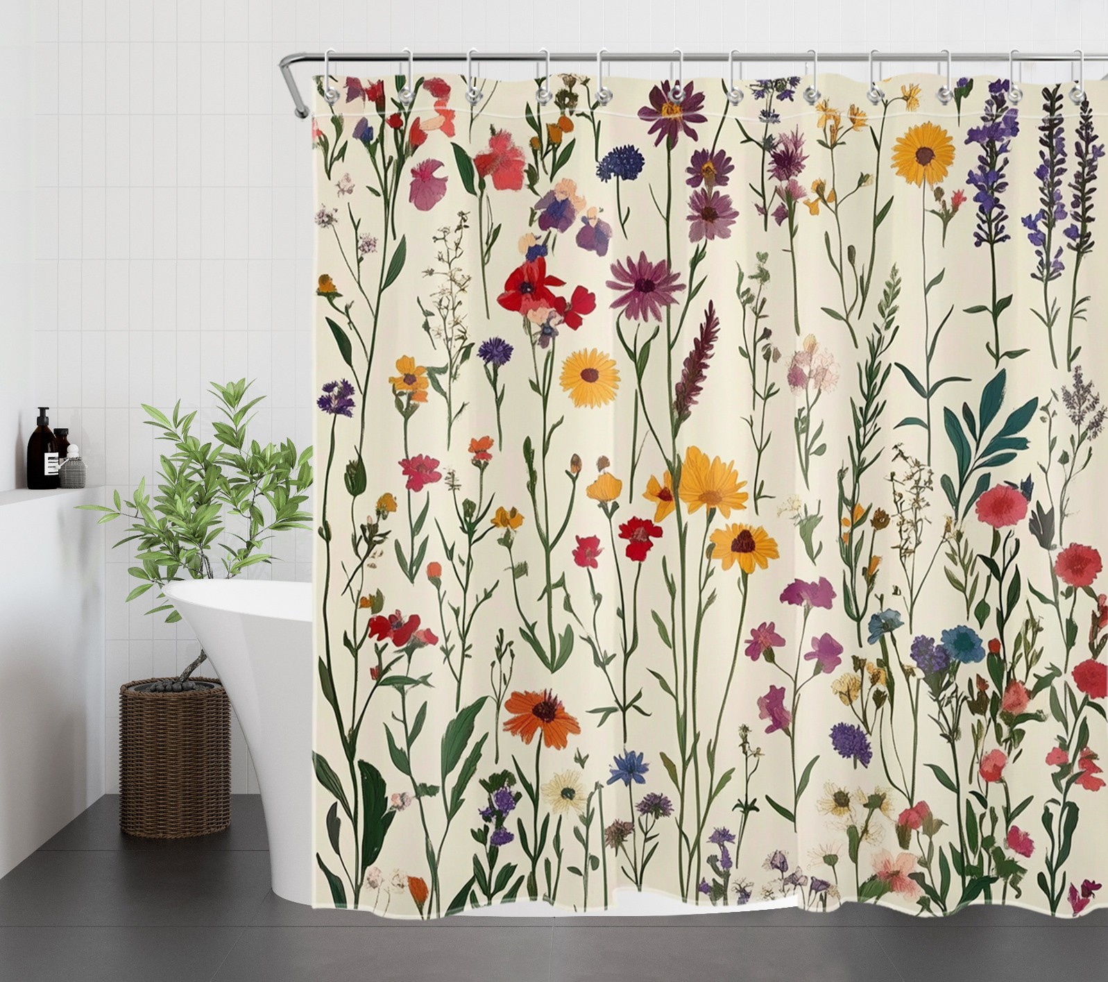 Custom Printed Bath Curtain — custom printed polyester bath curtain detail view