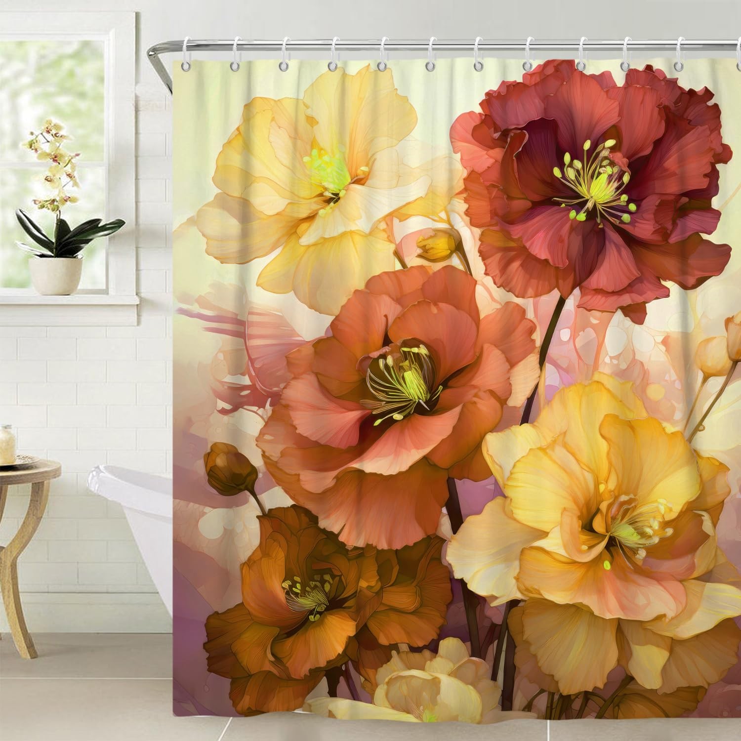 Custom Printed Bath Curtain — custom printed polyester bath curtain detail view