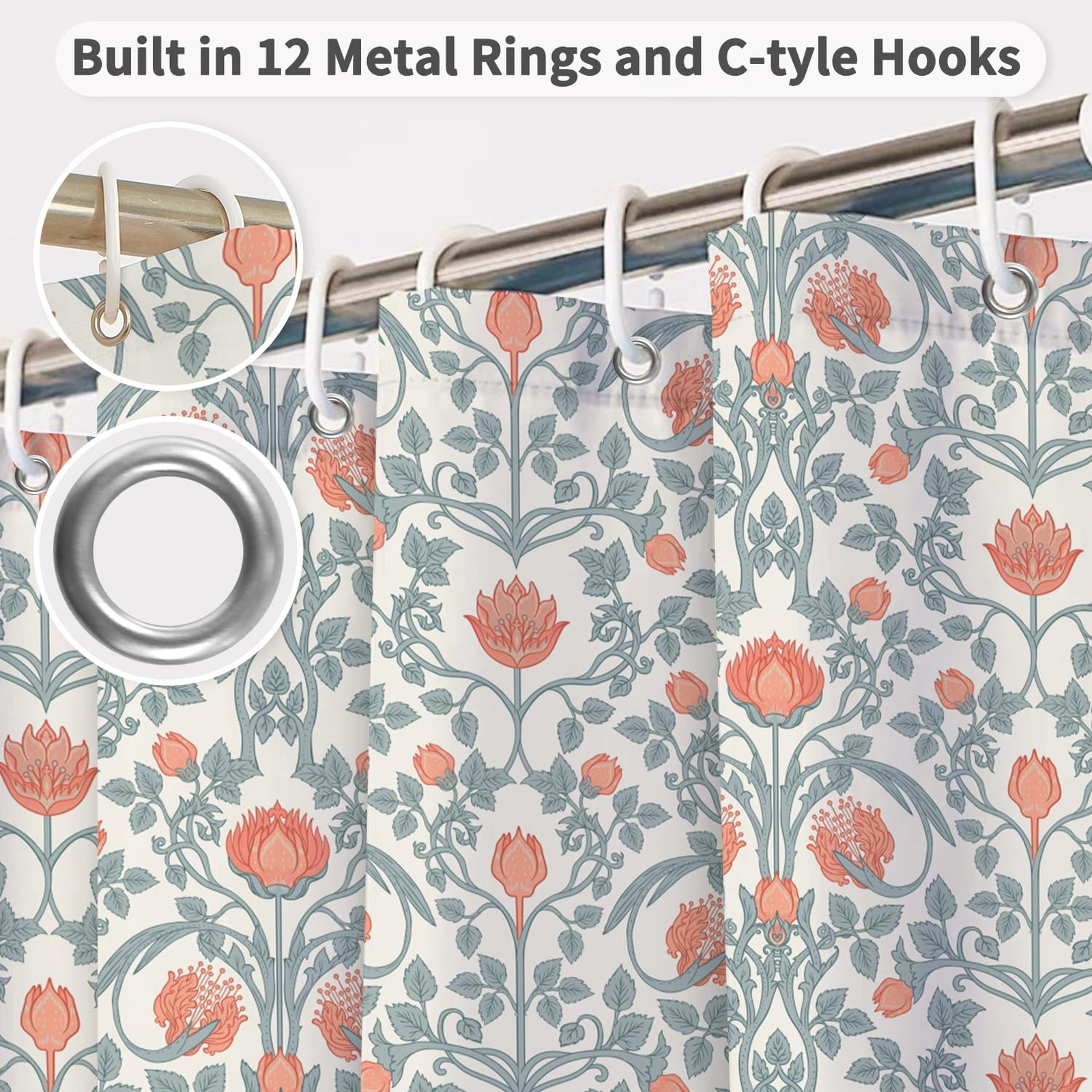 Custom Printed Bath Curtain — custom printed polyester bath curtain detail view