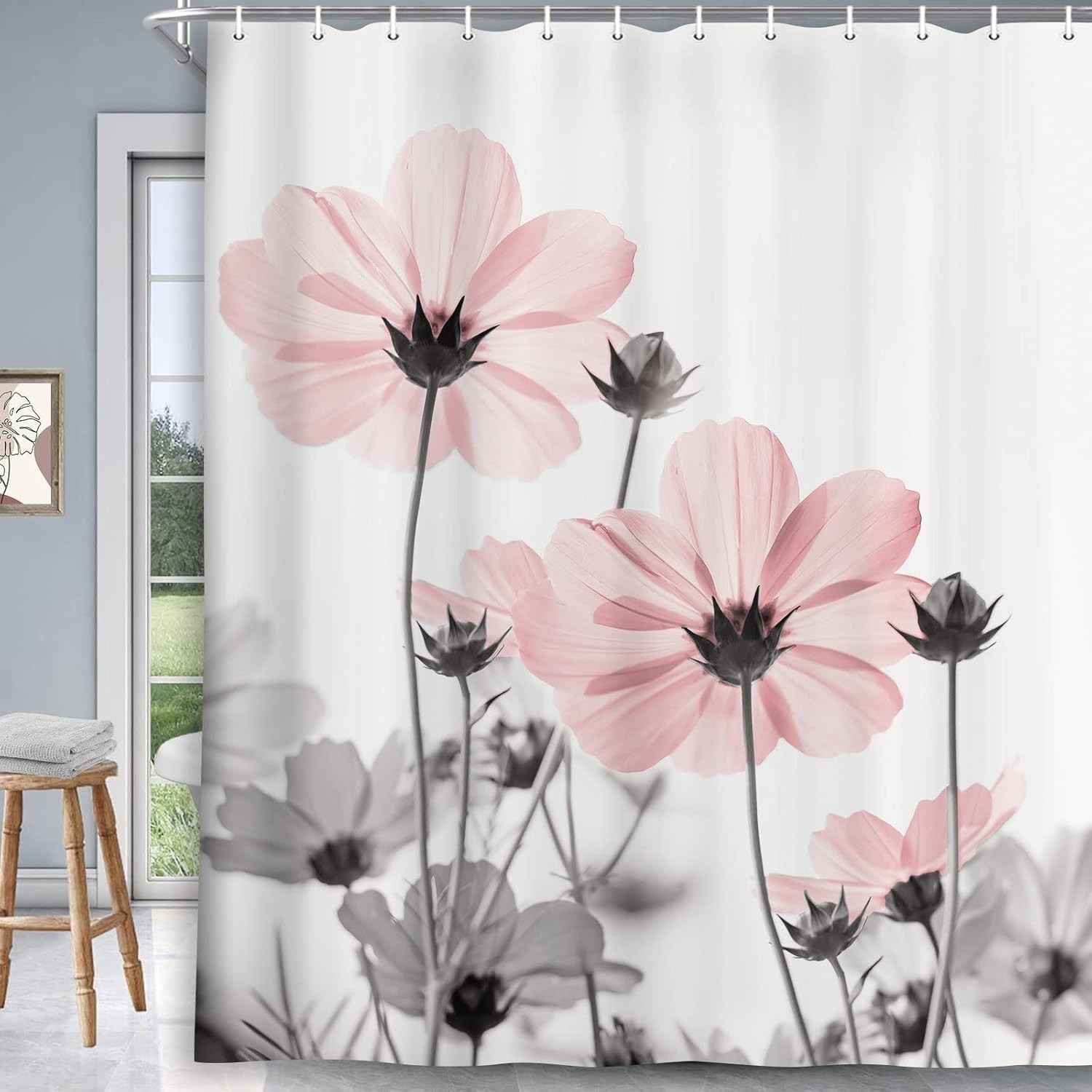 Custom Printed Bath Curtain — custom printed polyester bath curtain detail view
