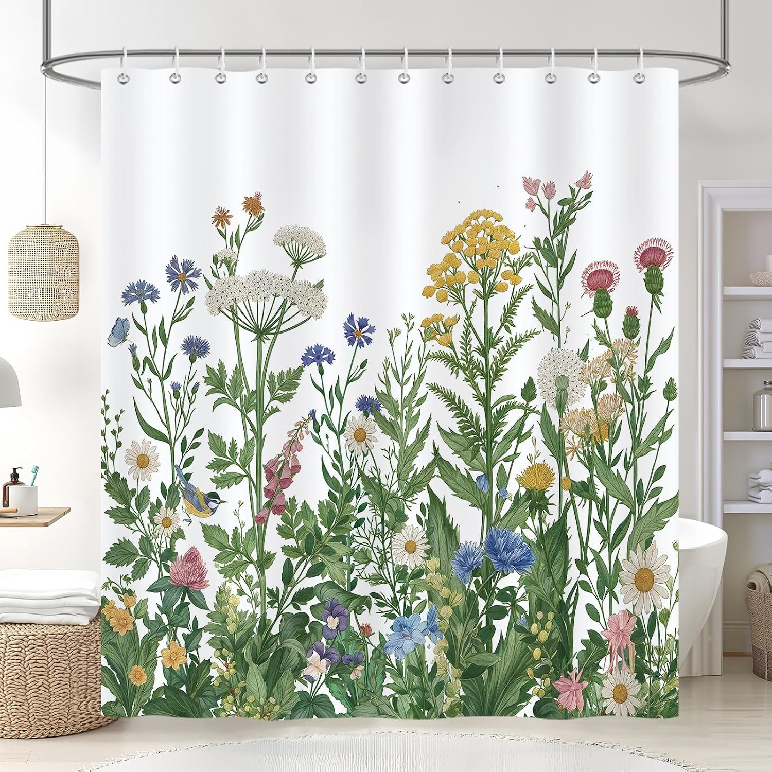 Custom Printed Bath Curtain — custom printed polyester bath curtain detail view
