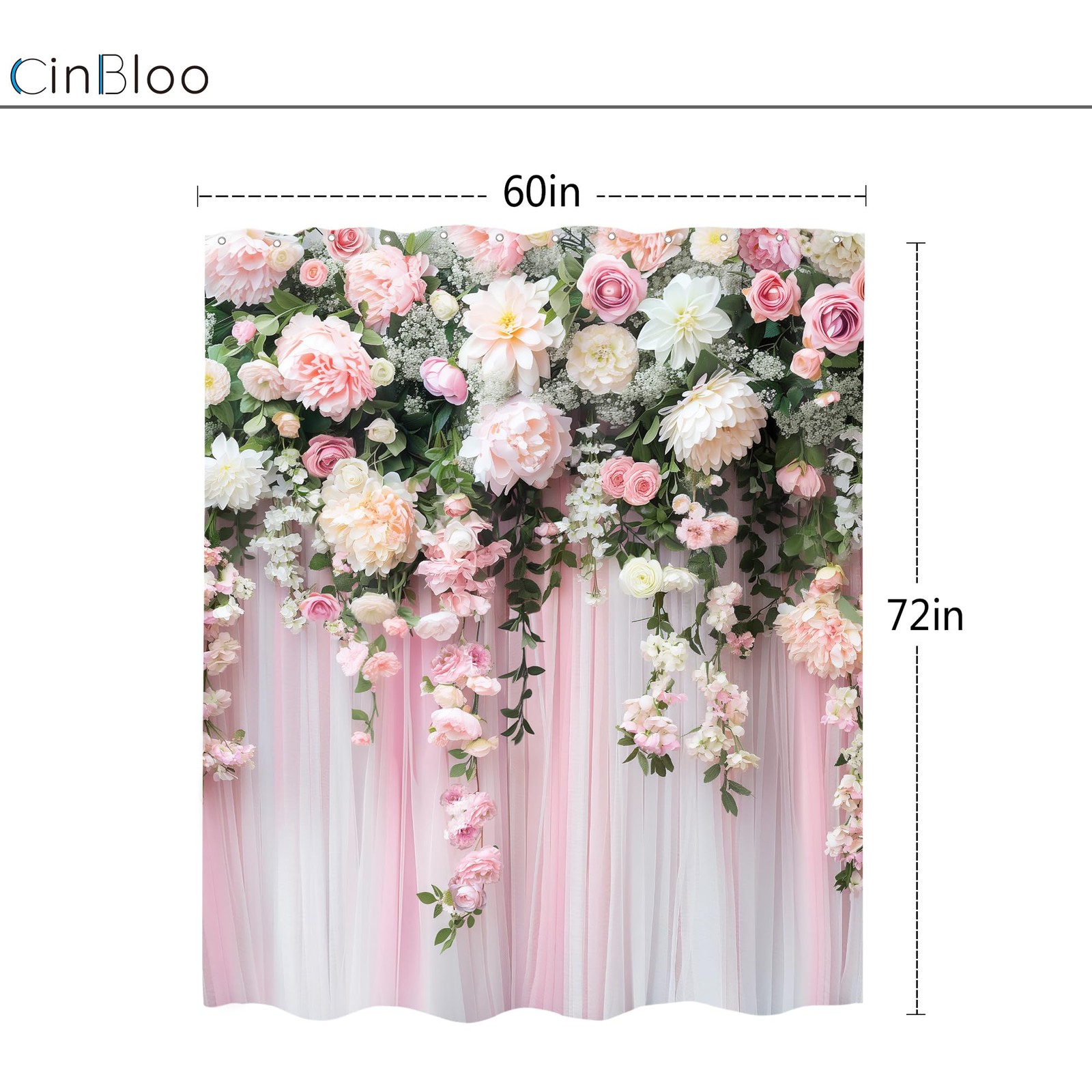 Custom Printed Bath Curtain — custom printed polyester bath curtain detail view