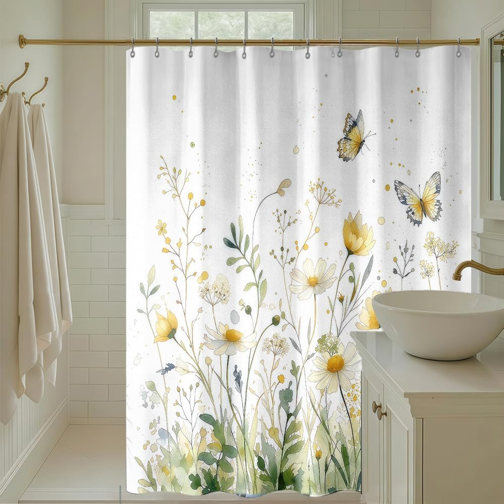 Custom Printed Bath Curtain — custom printed polyester bath curtain detail view