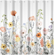 60x72 Inch Floral Shower Curtain Vivid Watercolor Wild Plants Bath Curtains Show — custom printed polyester bath curtain