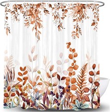 White Restroom Decor Accessories with Hooks 72X 72 Inch, Cute Autumn Red and — custom printed polyester bath curtain