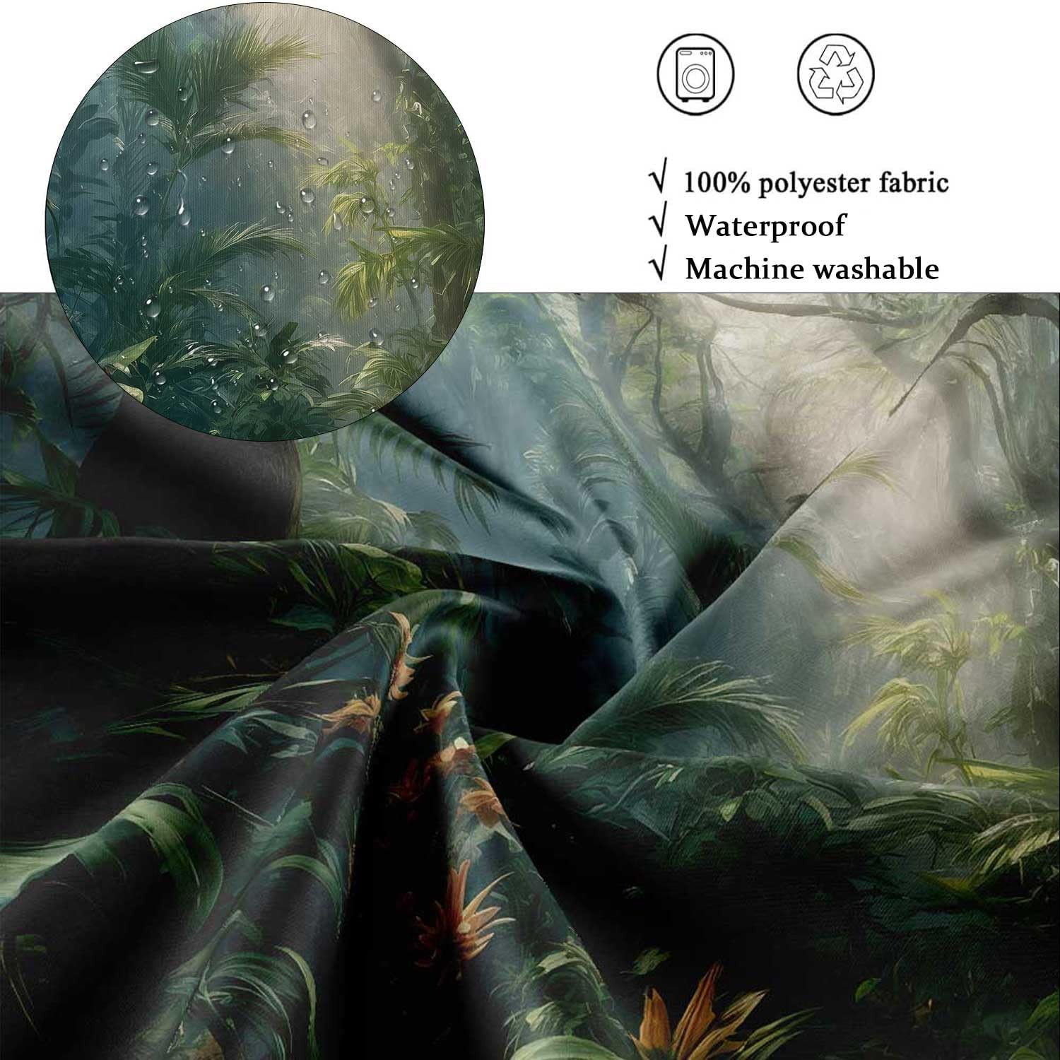 Custom Printed Bath Curtain — custom printed polyester bath curtain detail view