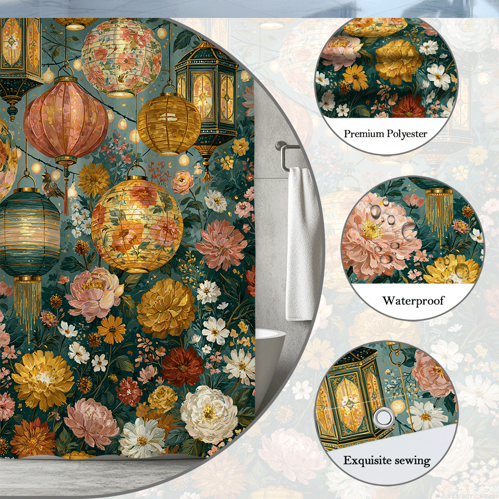 Custom Printed Bath Curtain — custom printed polyester bath curtain detail view
