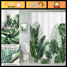 Extra Long Waterproof Tropical Green Leaf Shower Curtain 72x84 Inch - Summer Bot — custom printed polyester bath curtain