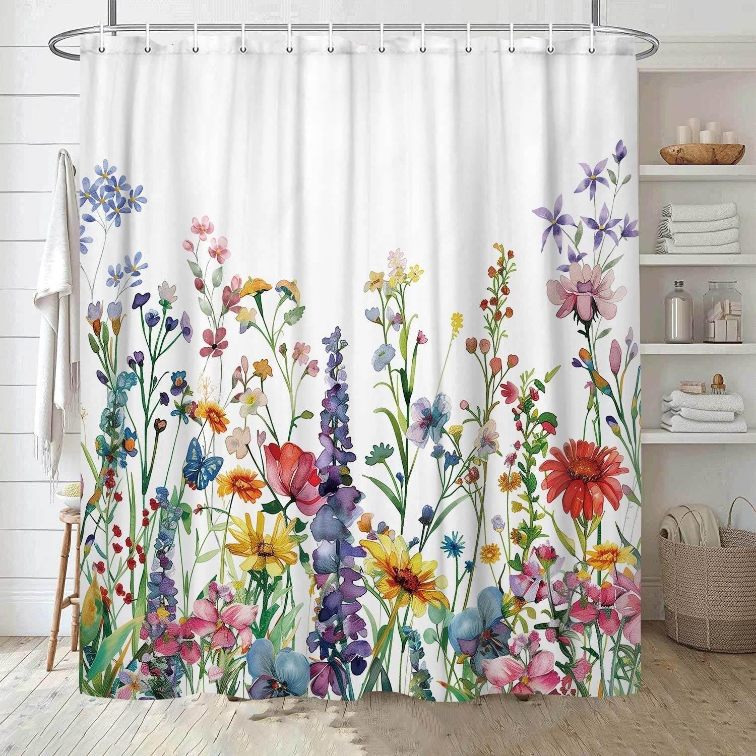 Custom Printed Bath Curtain — custom printed polyester bath curtain detail view