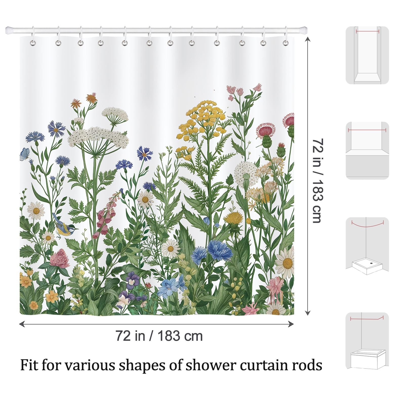 Custom Printed Bath Curtain — custom printed polyester bath curtain detail view