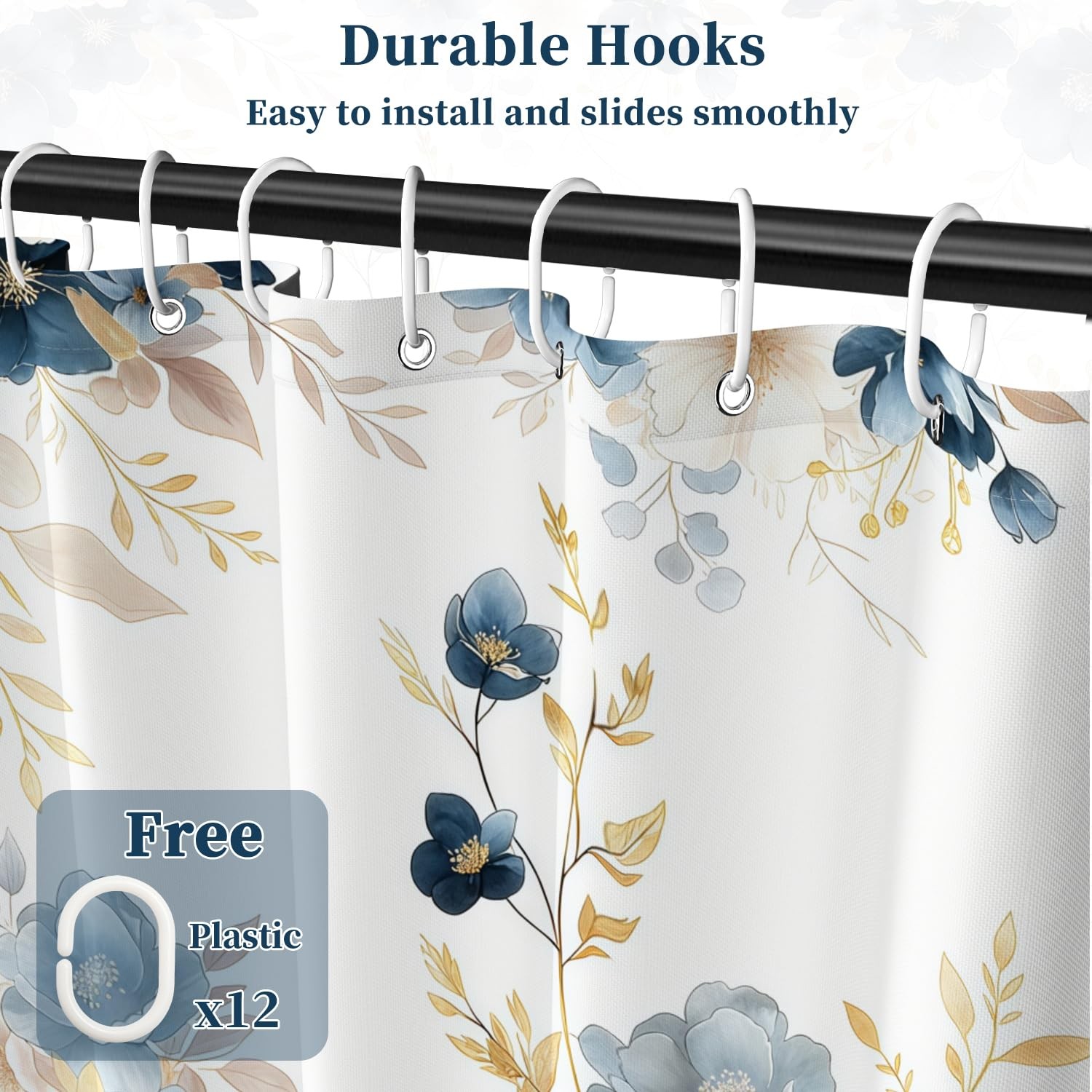 Custom Printed Bath Curtain — custom printed polyester bath curtain detail view