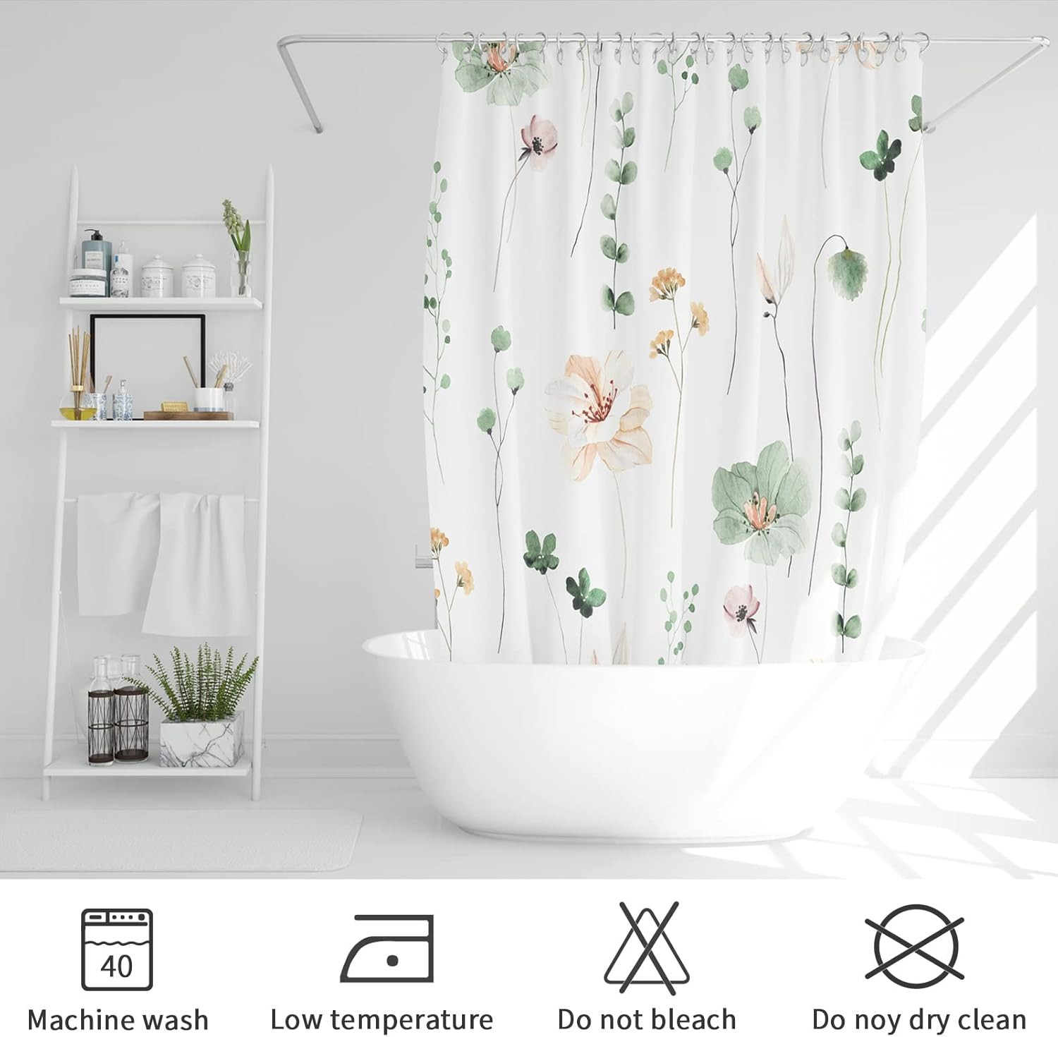 Custom Printed Bath Curtain — custom printed polyester bath curtain detail view