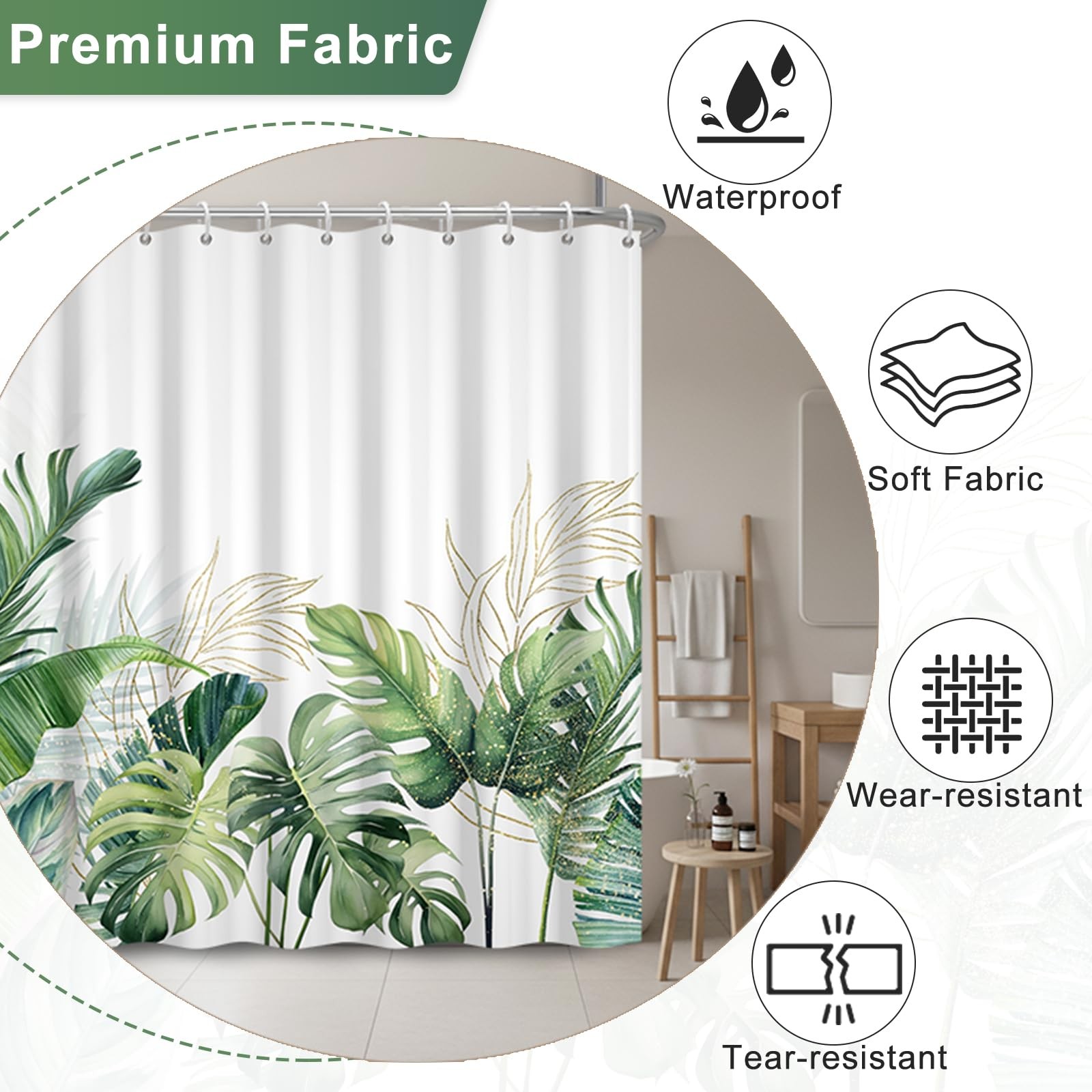 Custom Printed Bath Curtain — custom printed polyester bath curtain detail view