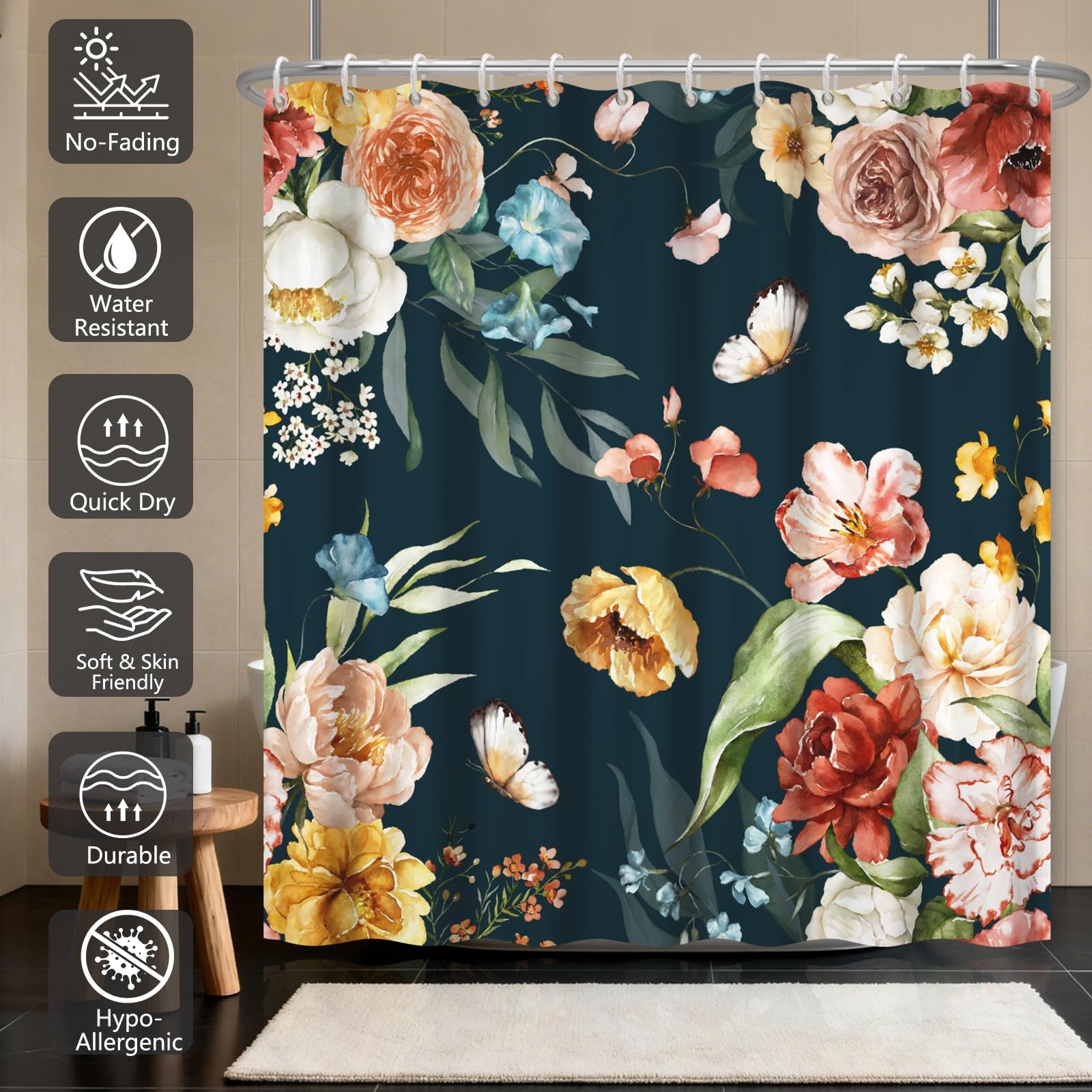 Custom Printed Bath Curtain — custom printed polyester bath curtain detail view