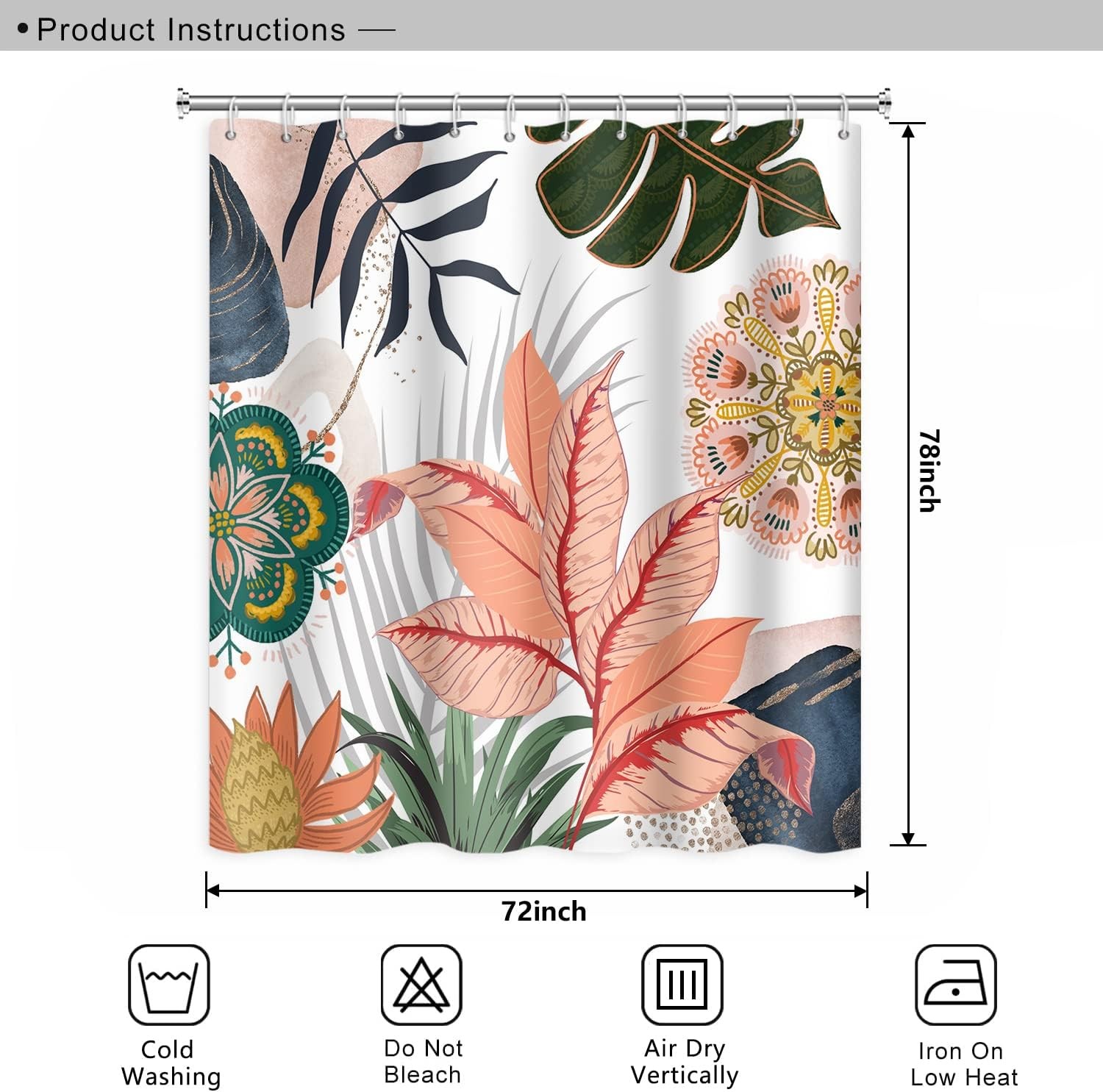 Custom Printed Bath Curtain — custom printed polyester bath curtain detail view
