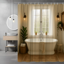 Elegant Farmhouse Style Shower Curtain for Modern Bathrooms — custom printed polyester bath curtain