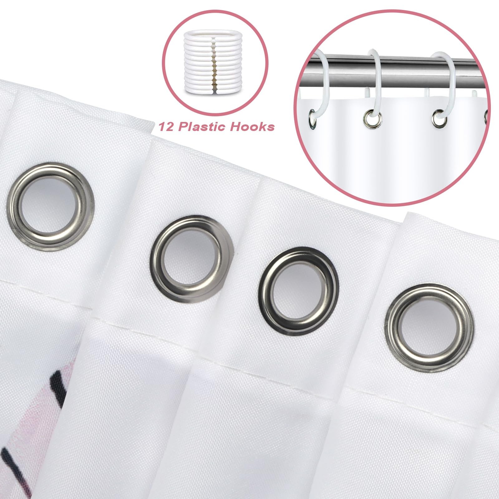 Custom Printed Bath Curtain — custom printed polyester bath curtain detail view