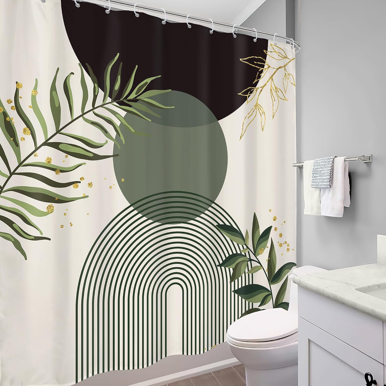 Custom Printed Bath Curtain — custom printed polyester bath curtain detail view