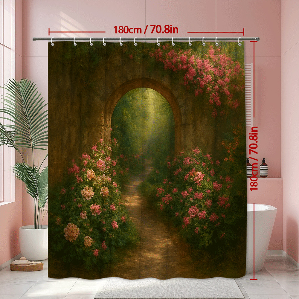 Custom Printed Bath Curtain — custom printed polyester bath curtain detail view