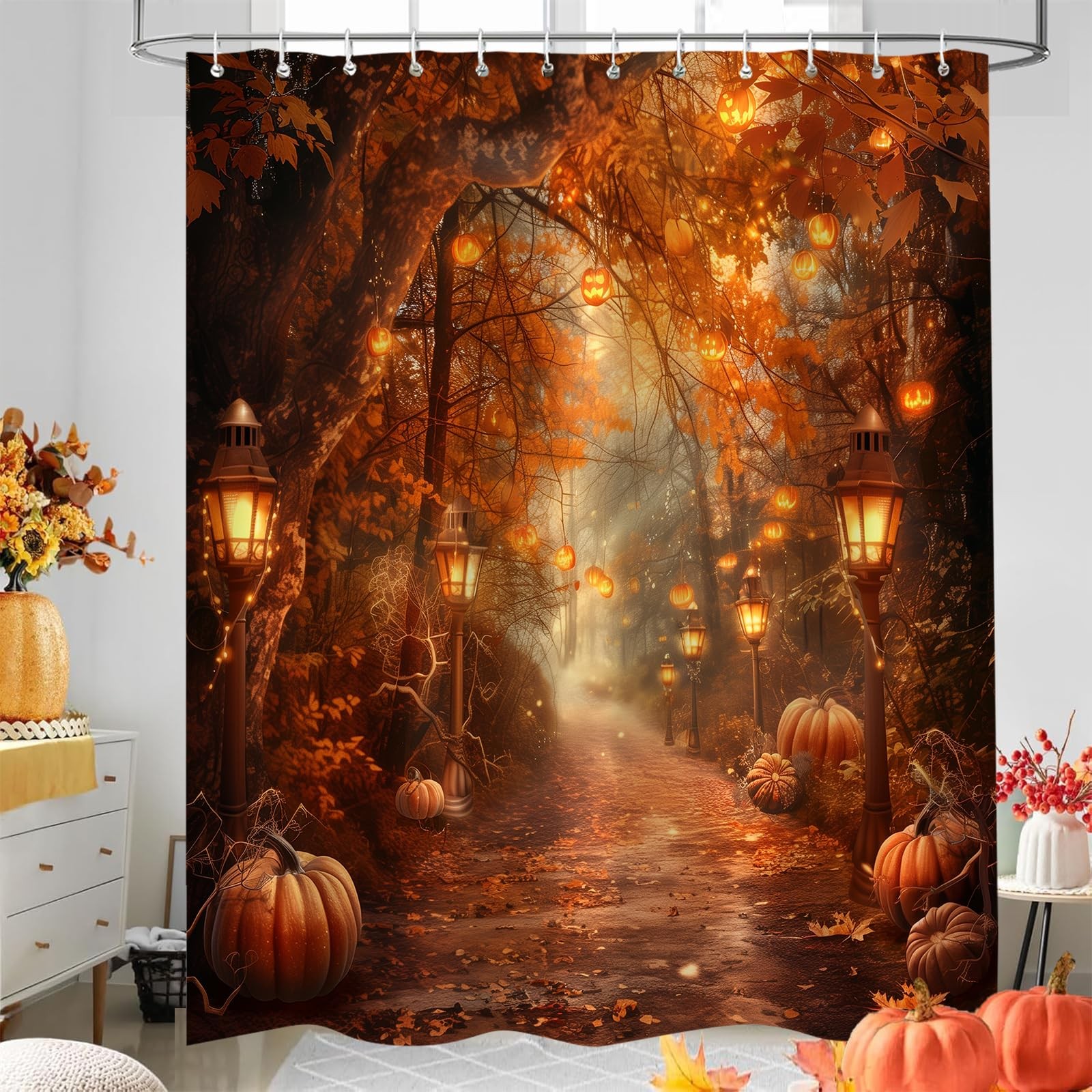 Custom Printed Bath Curtain — custom printed polyester bath curtain detail view