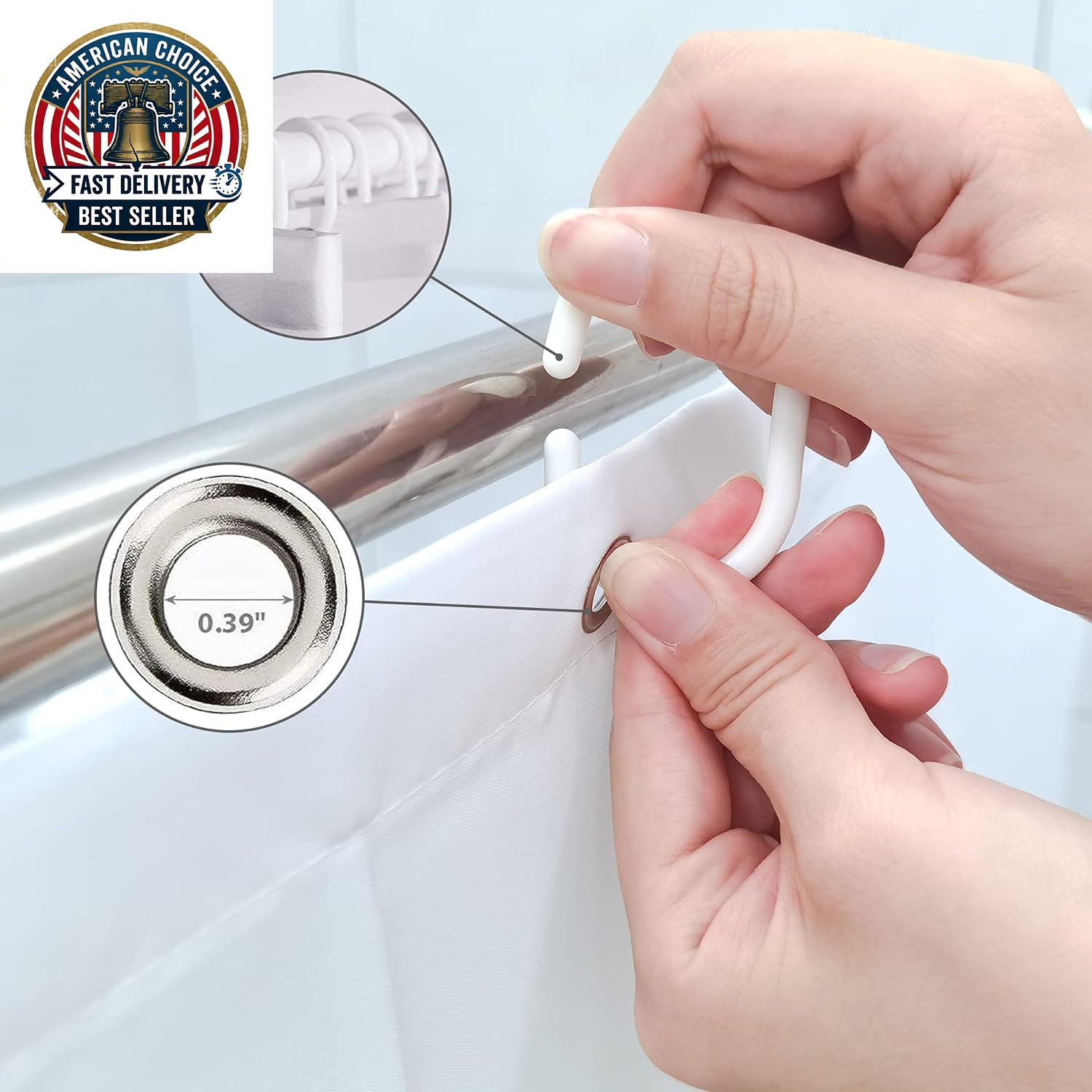 Custom Printed Bath Curtain — custom printed polyester bath curtain detail view
