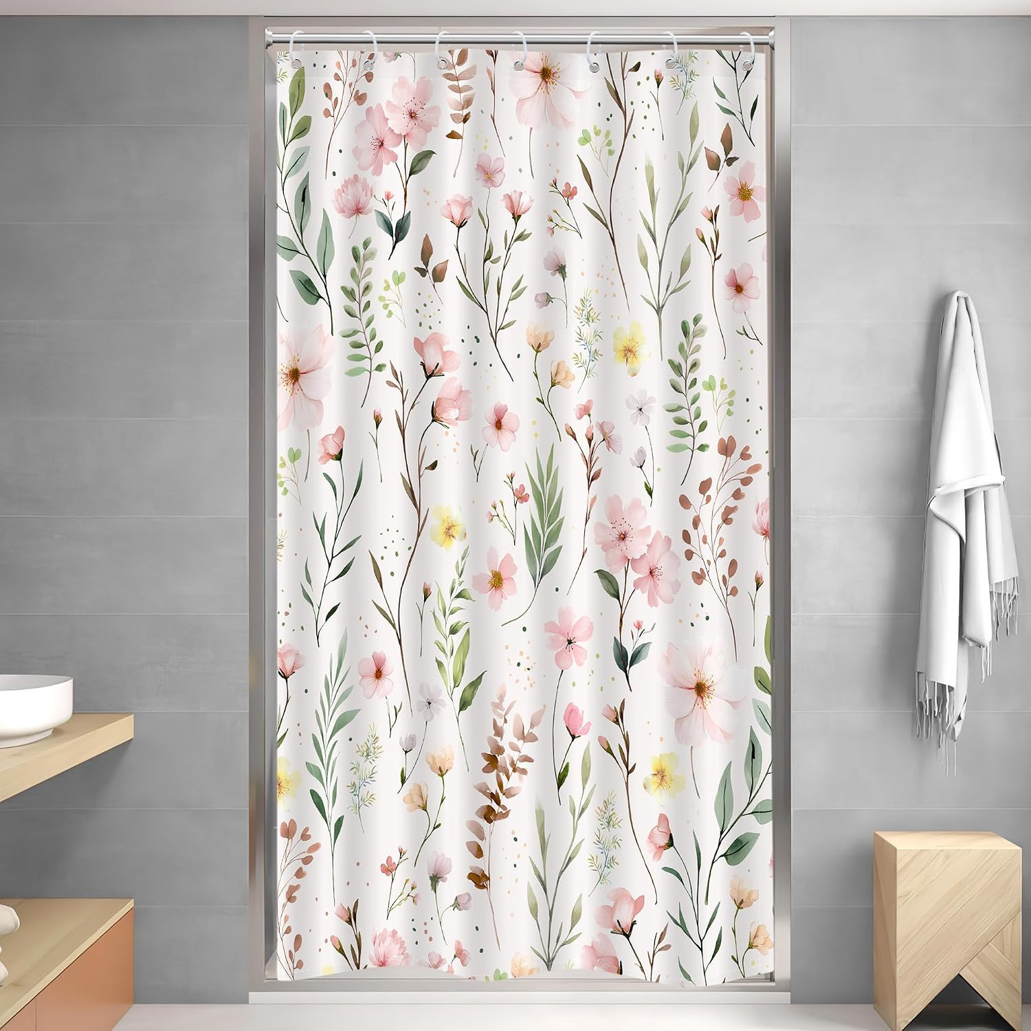 Custom Printed Bath Curtain — custom printed polyester bath curtain detail view
