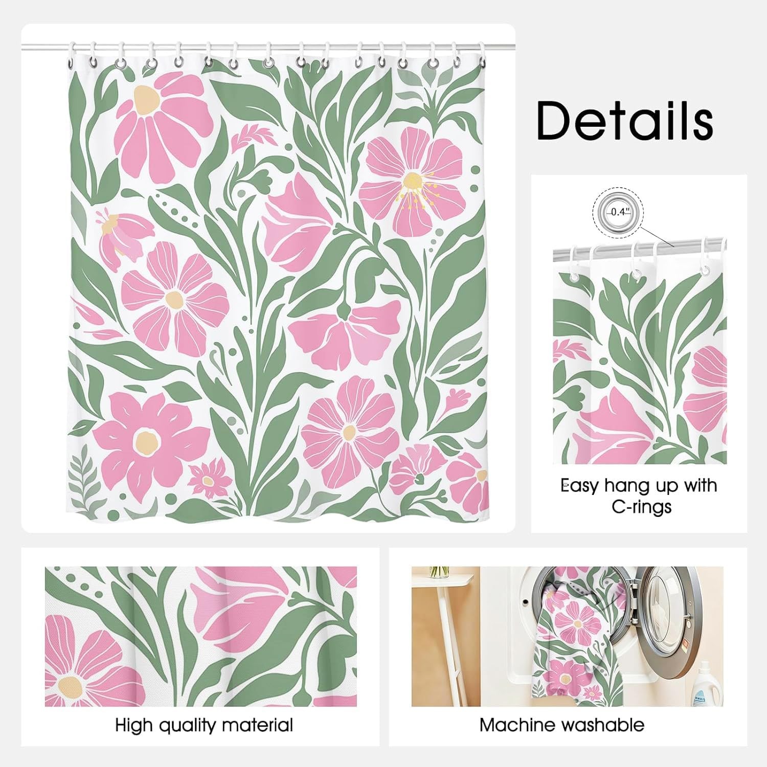 Custom Printed Bath Curtain — custom printed polyester bath curtain detail view