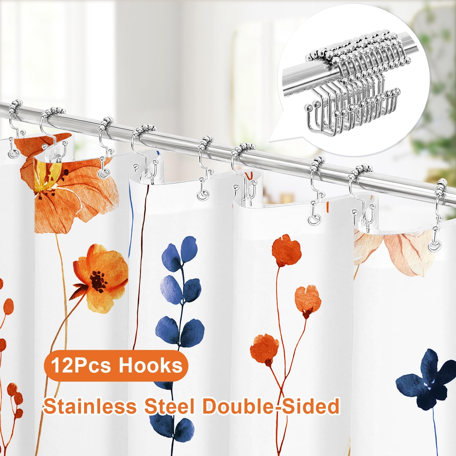 Custom Printed Bath Curtain — custom printed polyester bath curtain detail view
