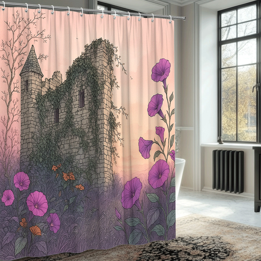 Custom Printed Bath Curtain — custom printed polyester bath curtain detail view
