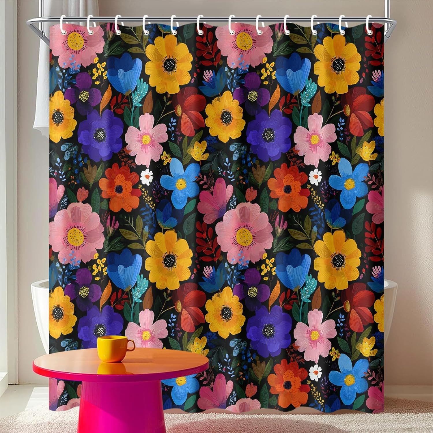 Custom Printed Bath Curtain — custom printed polyester bath curtain