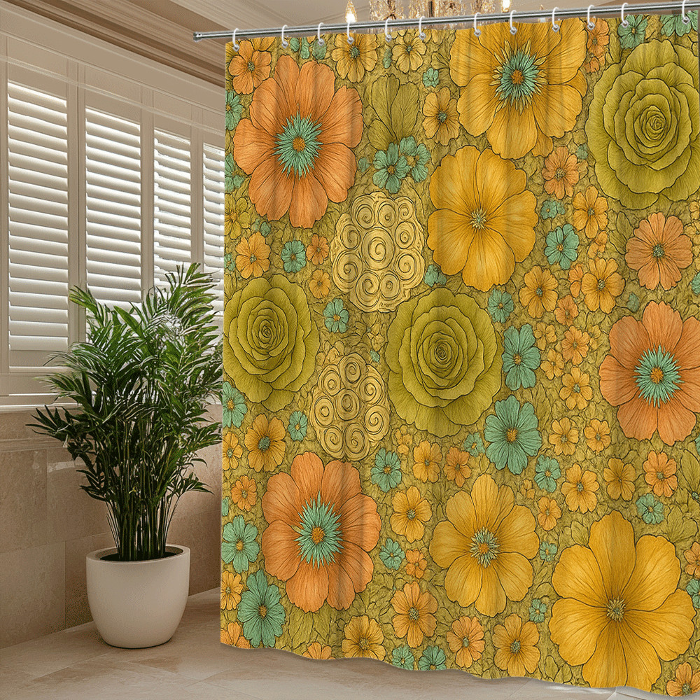 Custom Printed Bath Curtain — custom printed polyester bath curtain detail view
