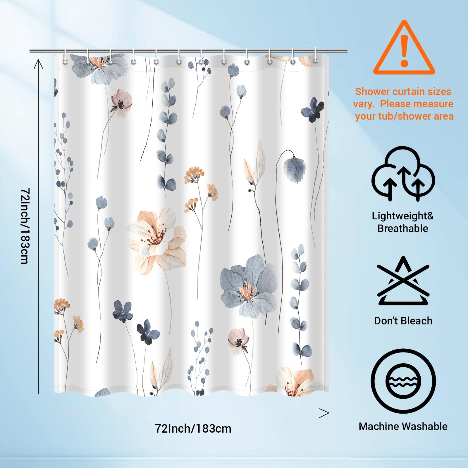 Custom Printed Bath Curtain — custom printed polyester bath curtain detail view
