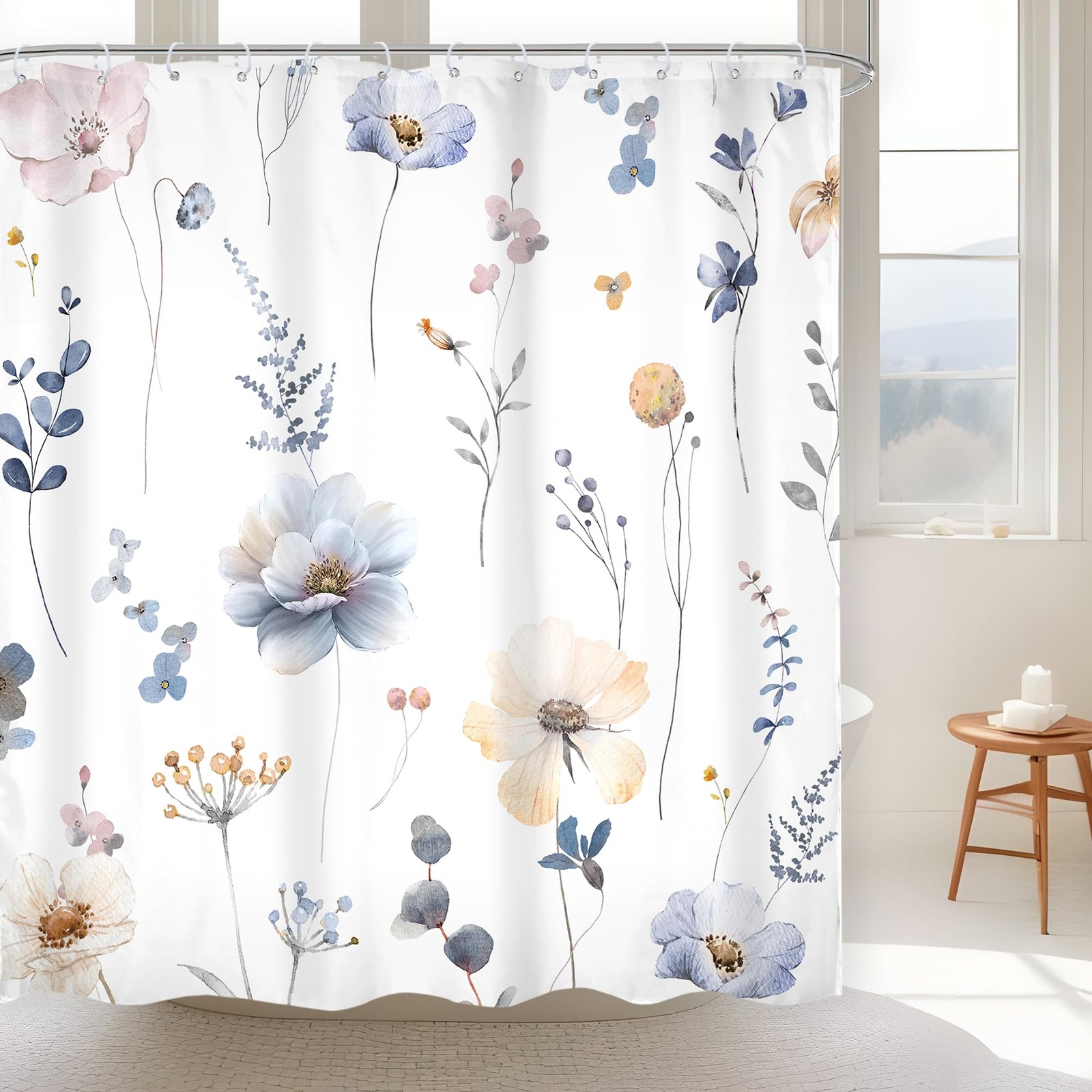 Custom Printed Bath Curtain — custom printed polyester bath curtain detail view