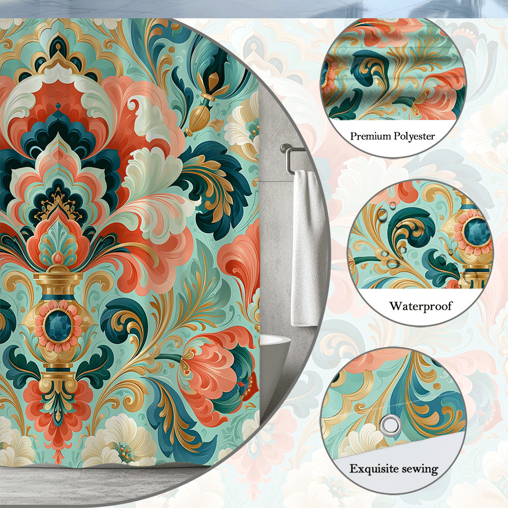 Custom Printed Bath Curtain — custom printed polyester bath curtain detail view