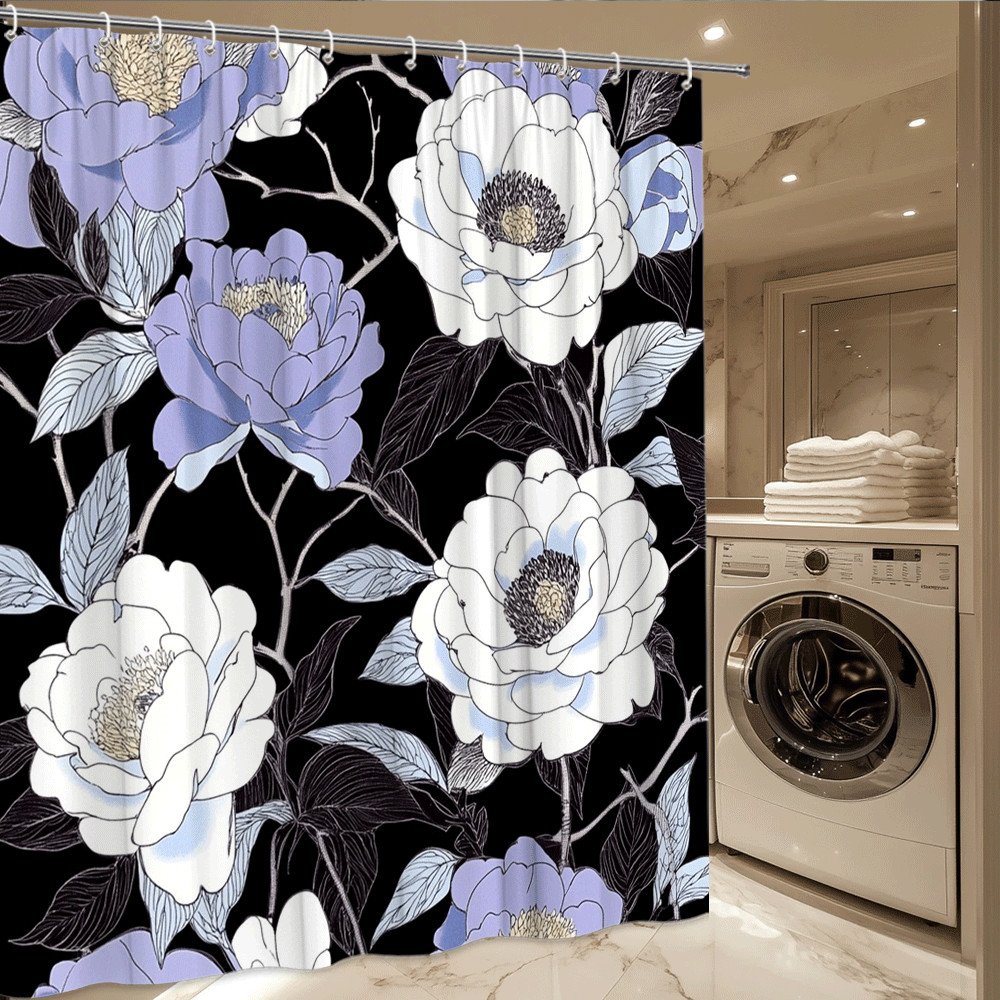 Custom Printed Bath Curtain — custom printed polyester bath curtain detail view