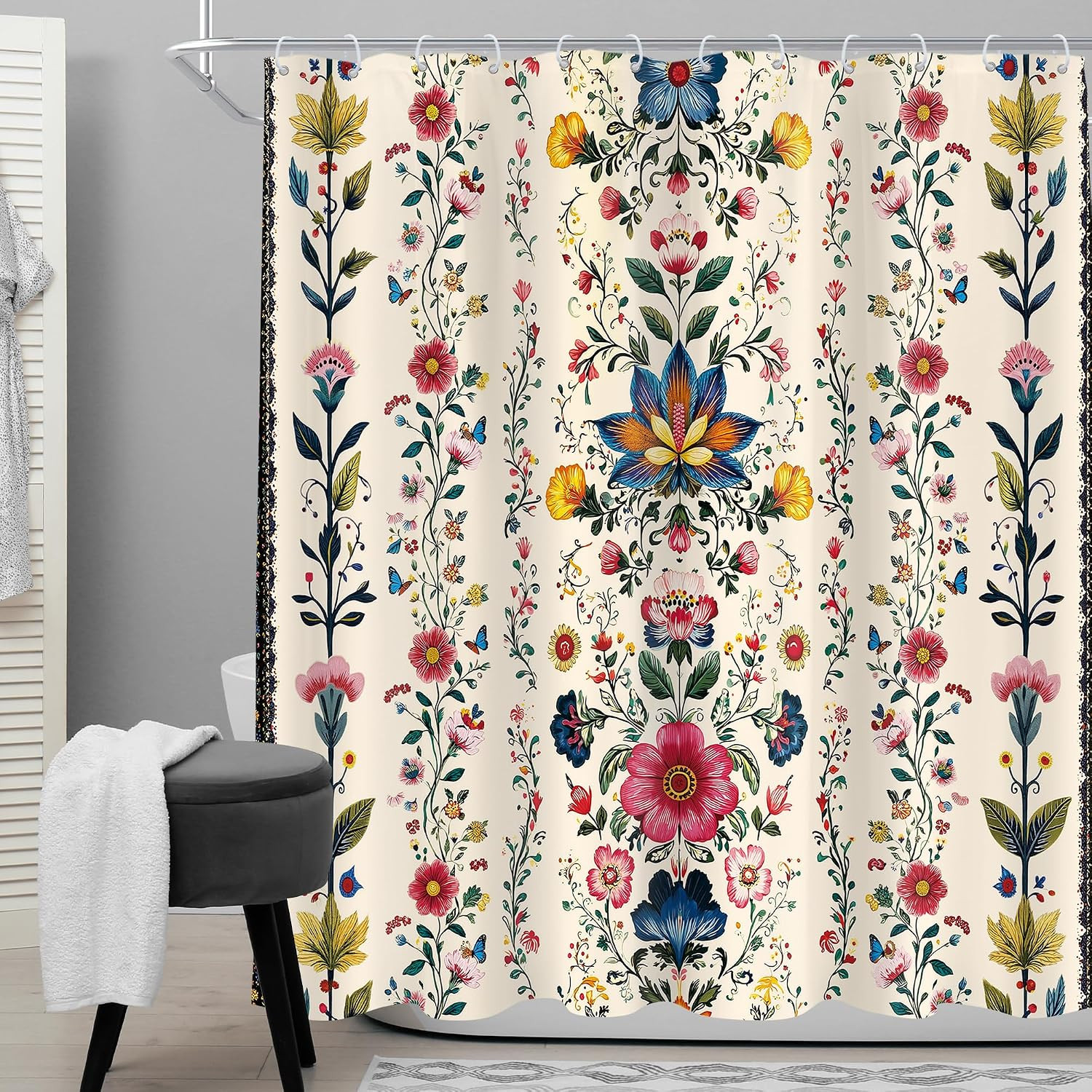 Custom Printed Bath Curtain — custom printed polyester bath curtain detail view