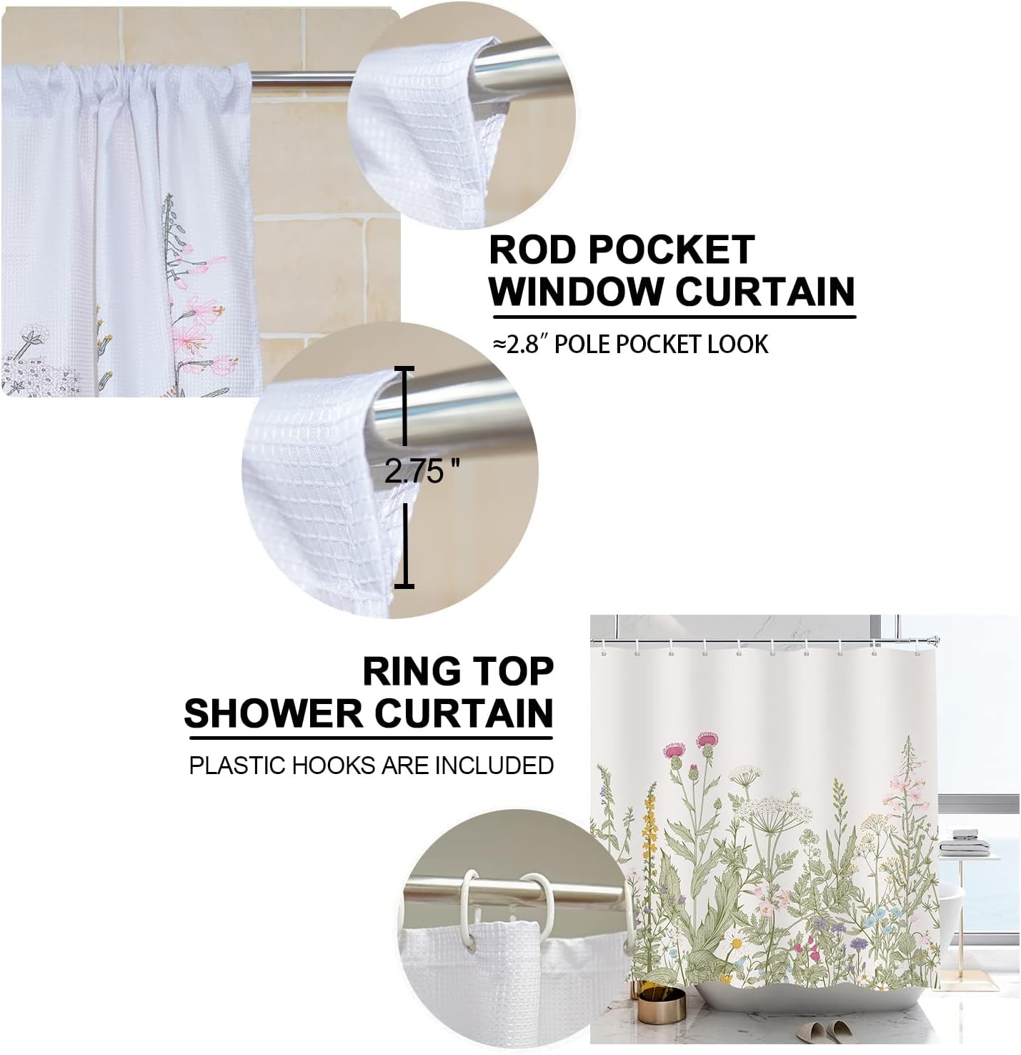 Custom Printed Bath Curtain — custom printed polyester bath curtain detail view