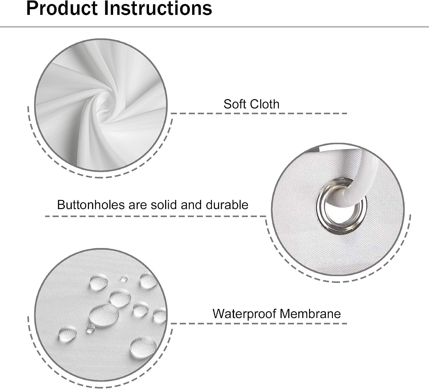 Custom Printed Bath Curtain — custom printed polyester bath curtain detail view