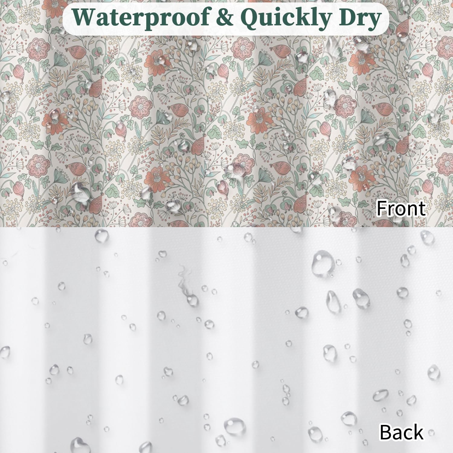 Custom Printed Bath Curtain — custom printed polyester bath curtain detail view