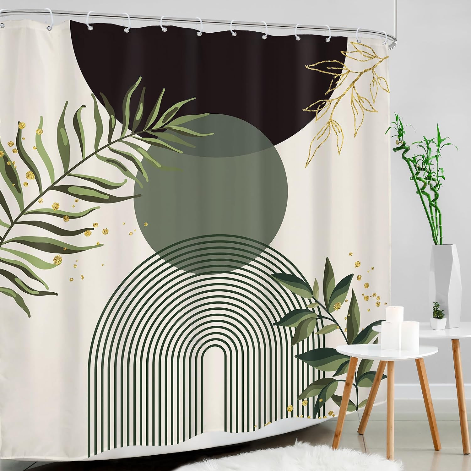 Custom Printed Bath Curtain — custom printed polyester bath curtain detail view