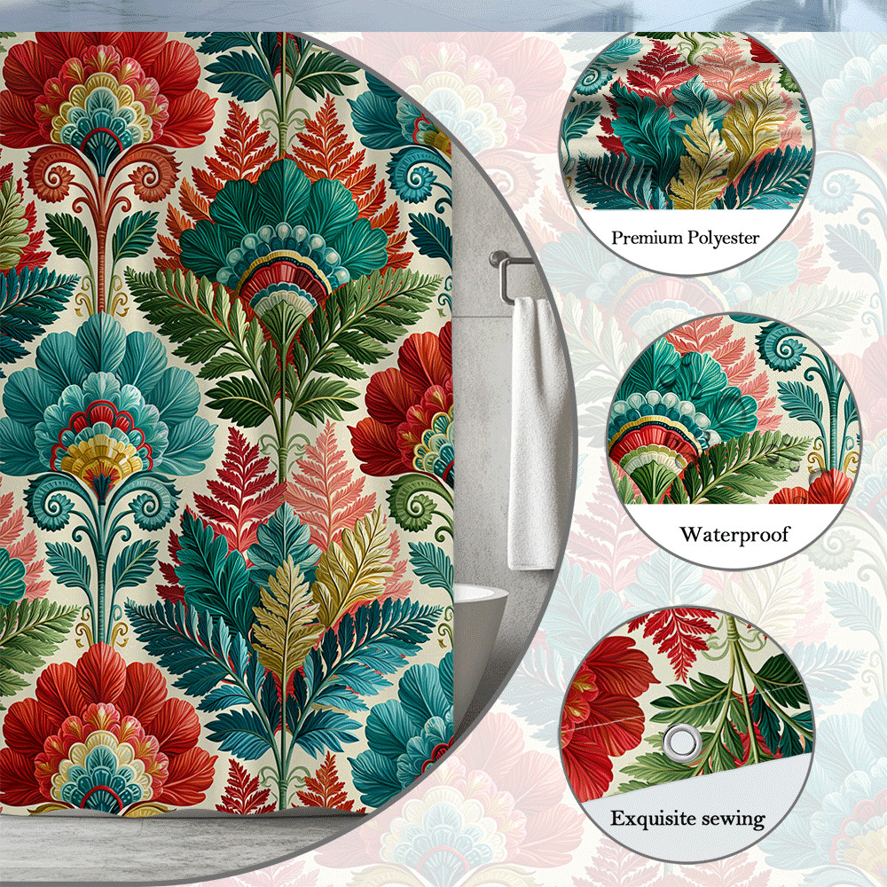 Custom Printed Bath Curtain — custom printed polyester bath curtain detail view