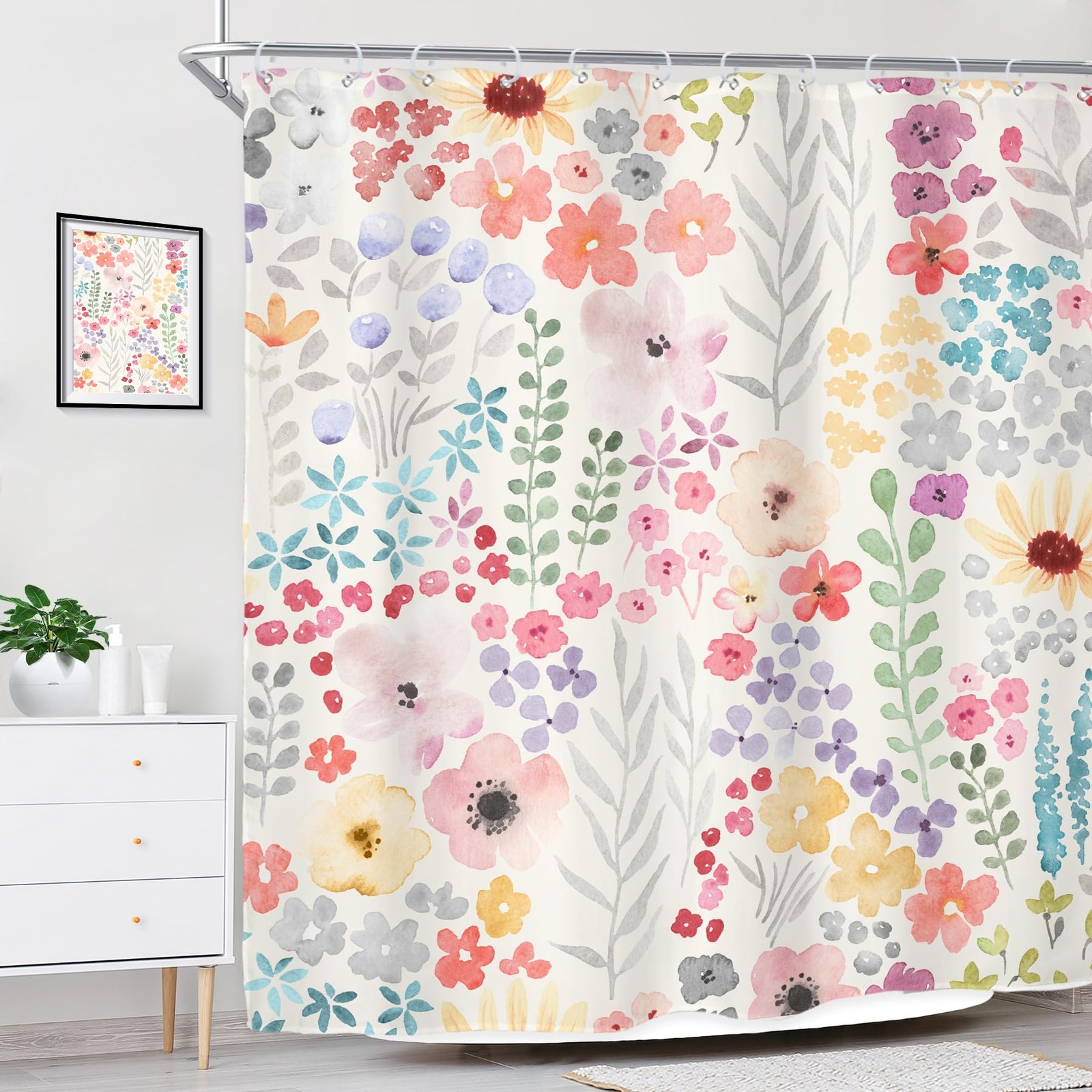 Custom Printed Bath Curtain — custom printed polyester bath curtain detail view
