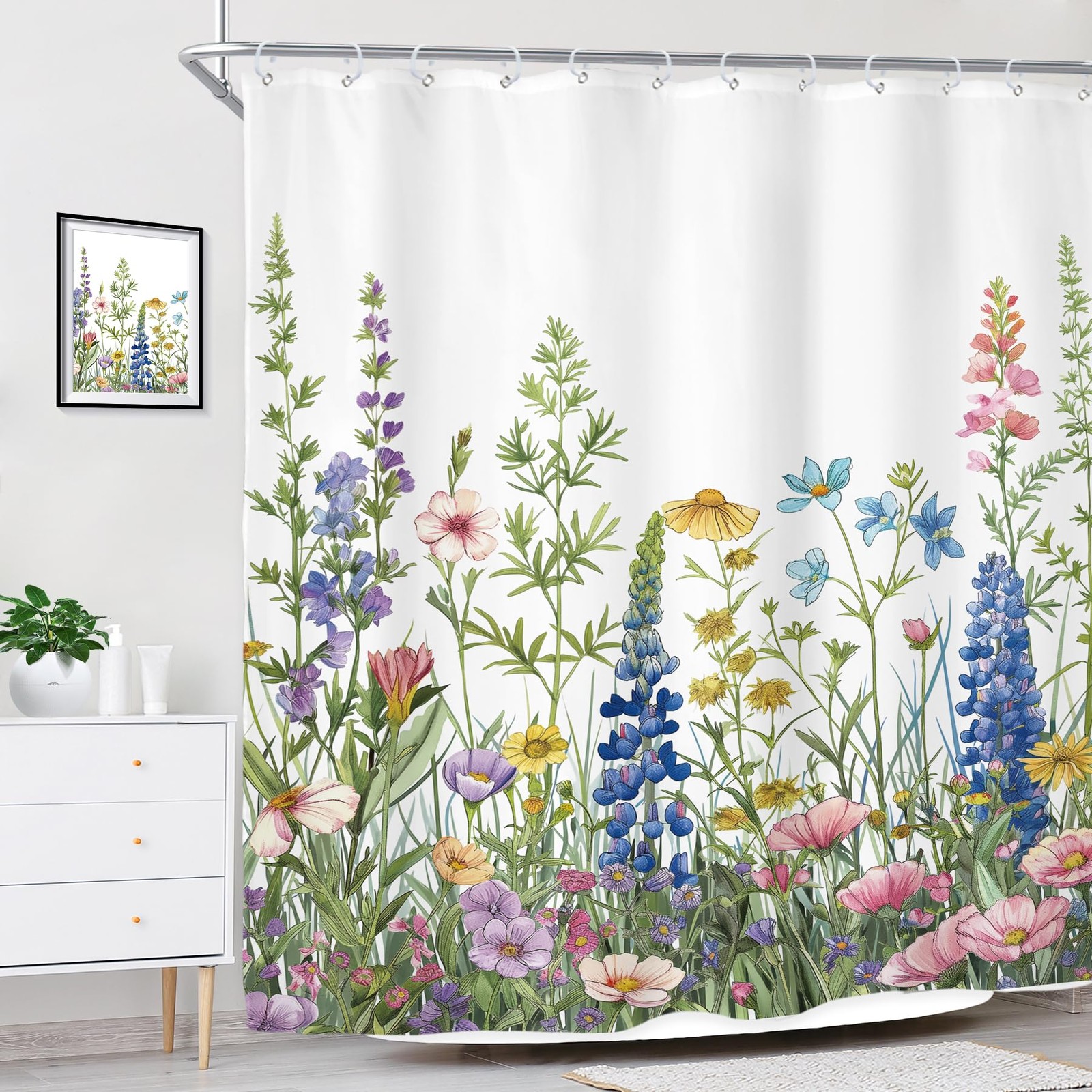 Custom Printed Bath Curtain — custom printed polyester bath curtain detail view