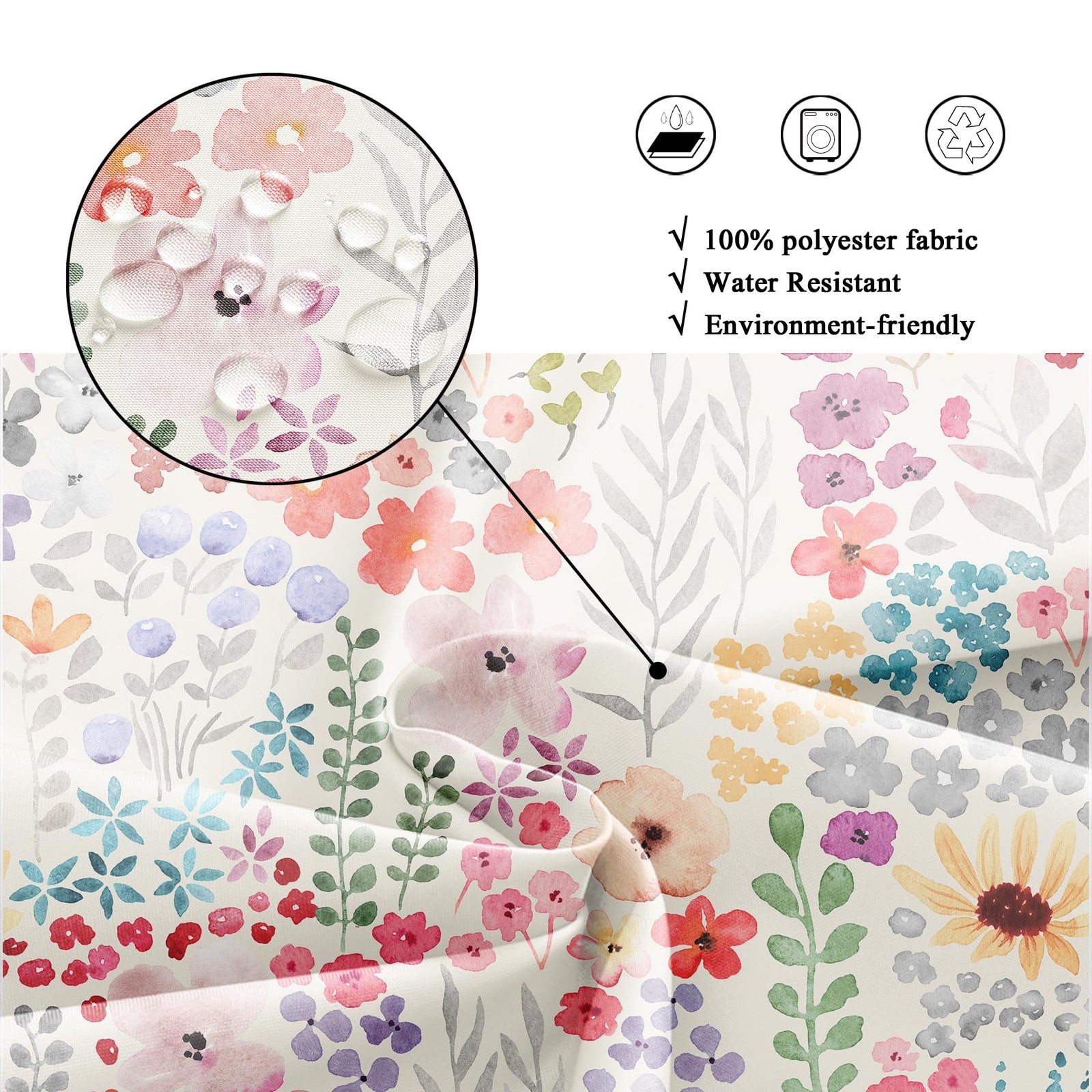 Custom Printed Bath Curtain — custom printed polyester bath curtain detail view