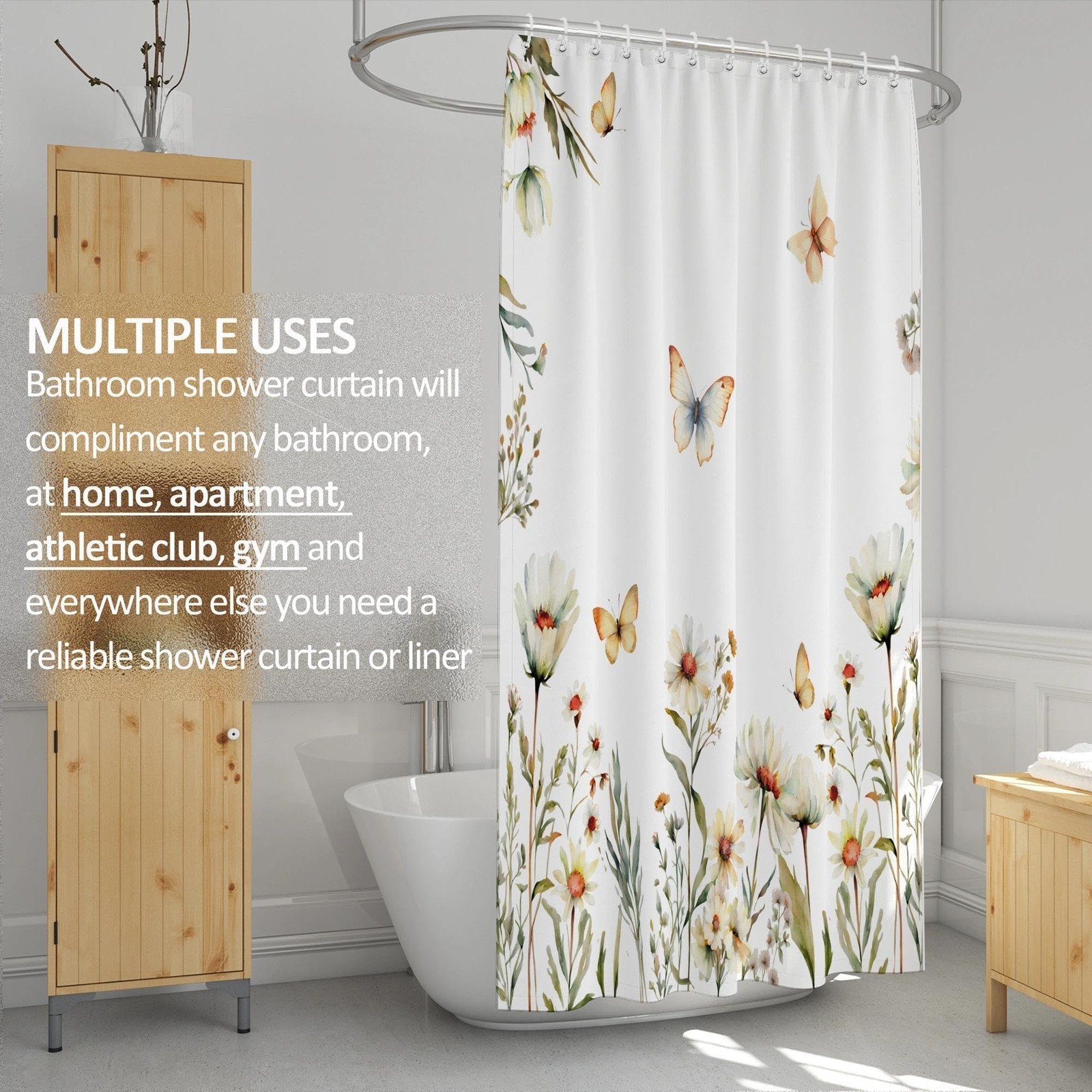 Custom Printed Bath Curtain — custom printed polyester bath curtain detail view