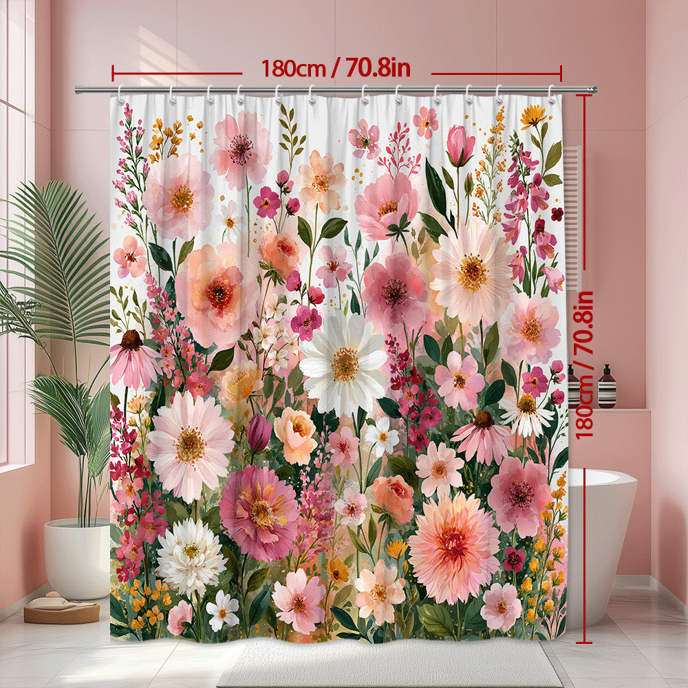 Custom Printed Bath Curtain — custom printed polyester bath curtain detail view