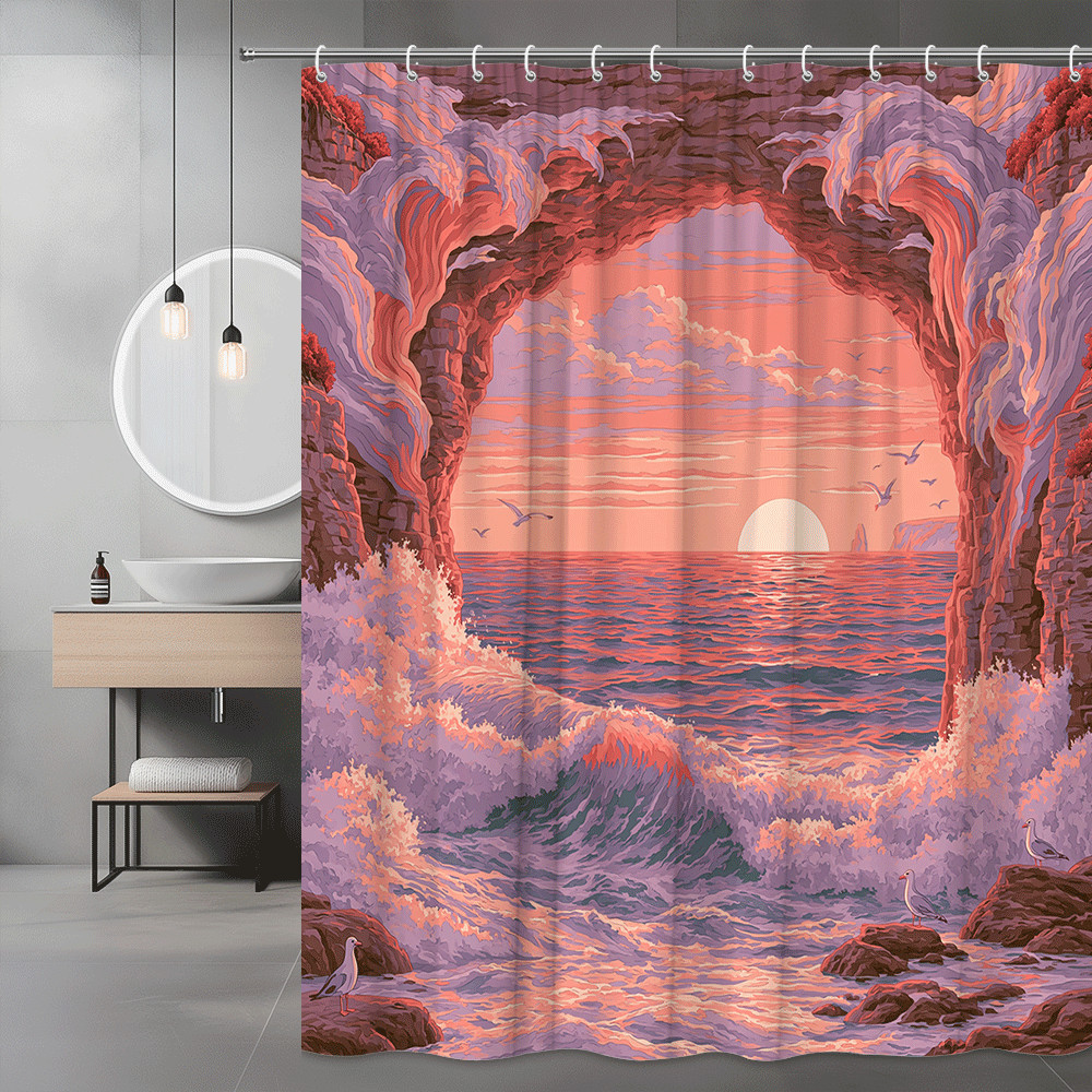 Custom Printed Bath Curtain — custom printed polyester bath curtain
