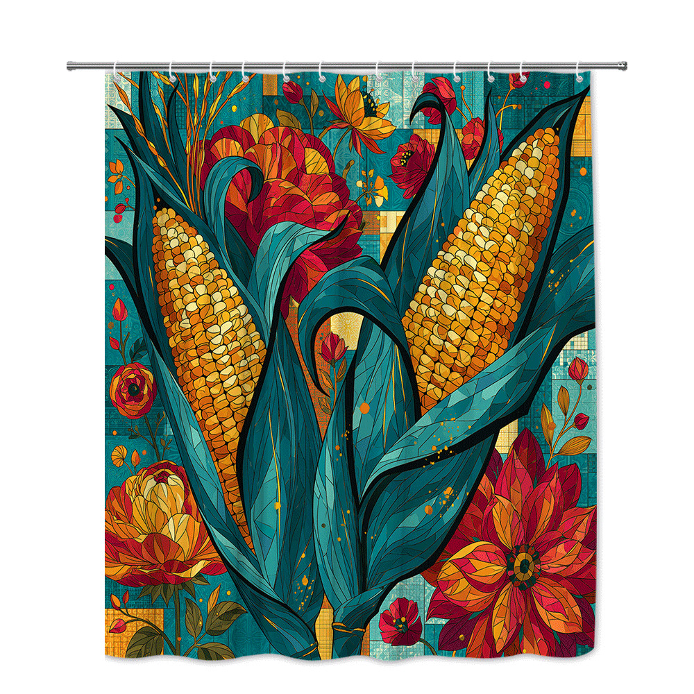 Custom Printed Bath Curtain — custom printed polyester bath curtain detail view
