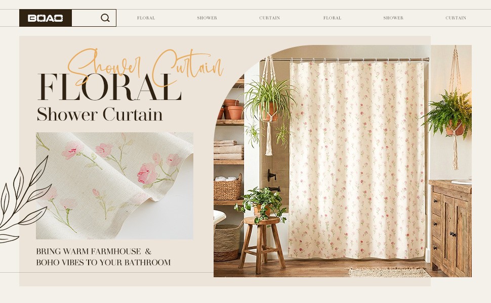 Custom Printed Bath Curtain — custom printed polyester bath curtain detail view
